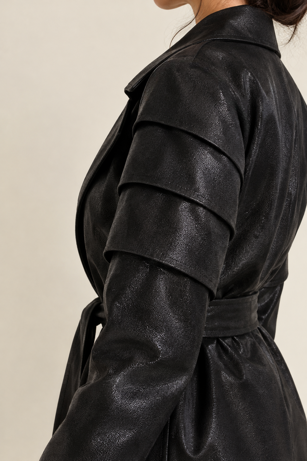 Empress Maxi Leather Coat - Black