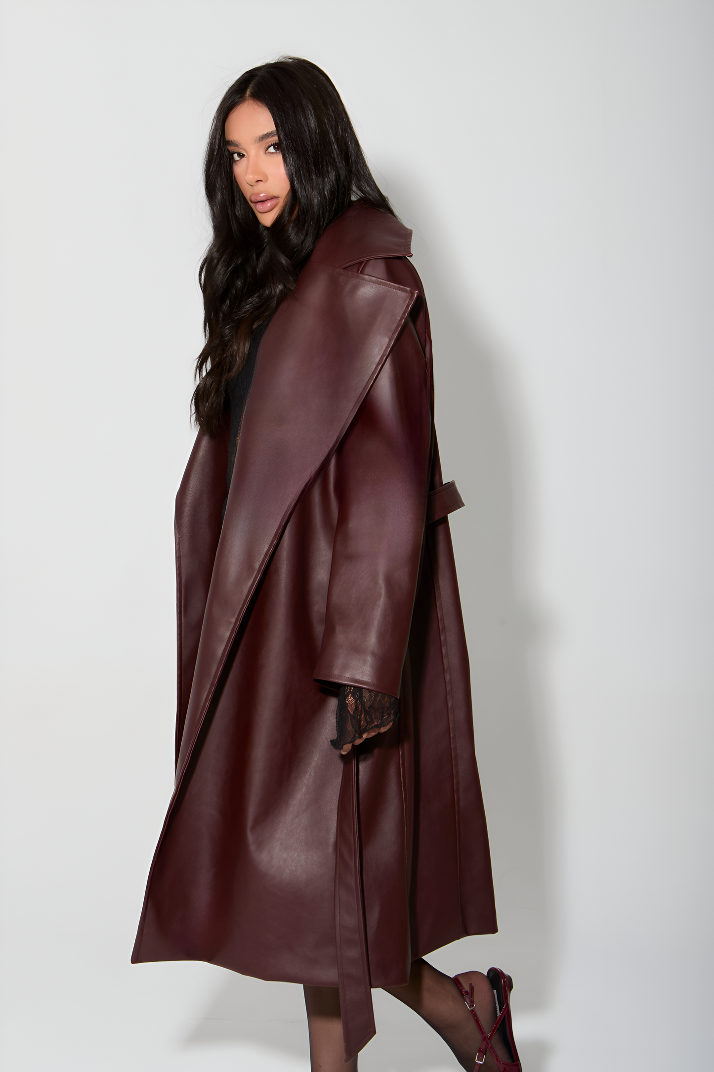 Legacy Leather Coat - Burgundy