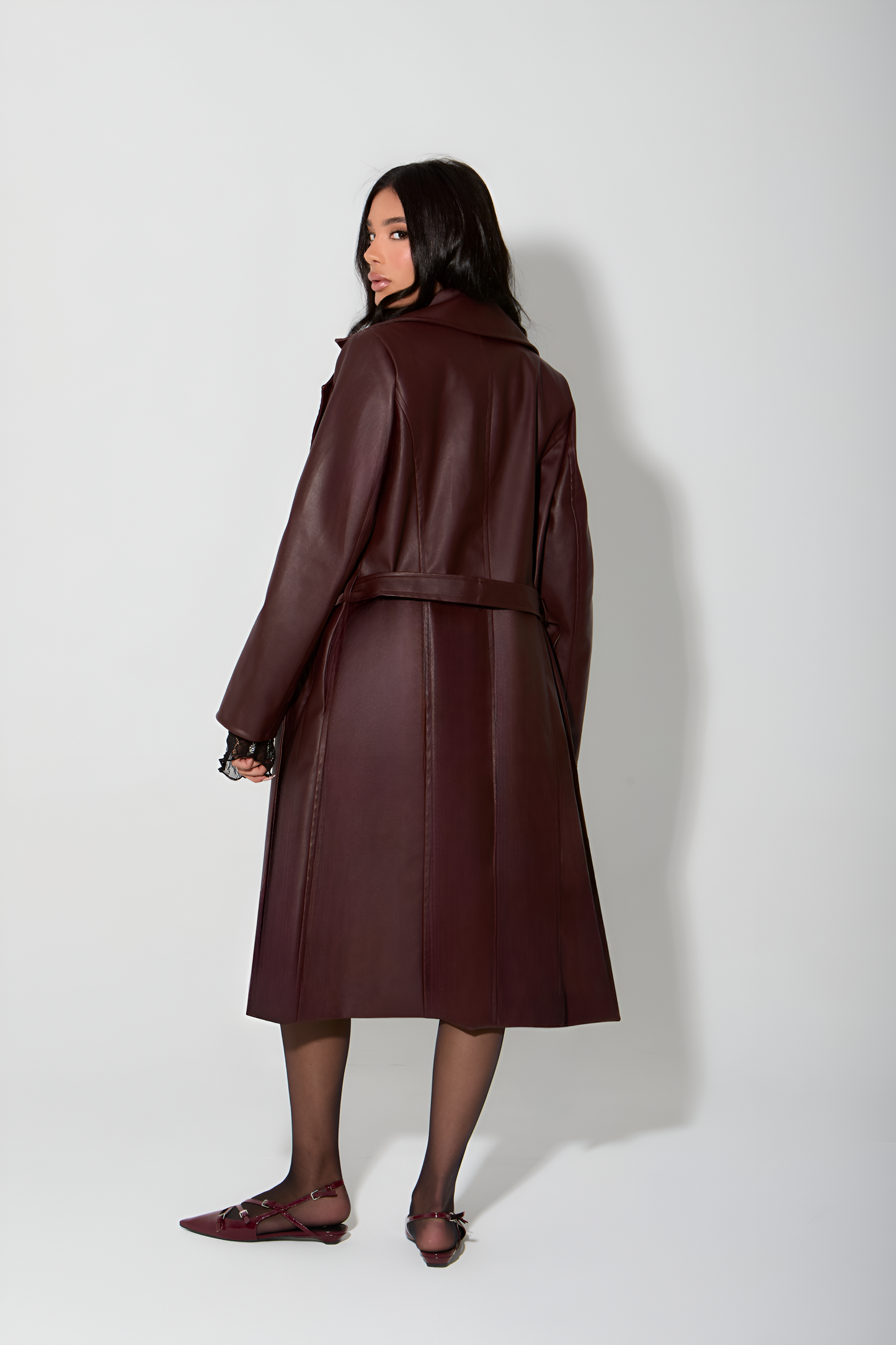 Legacy Leather Coat - Burgundy
