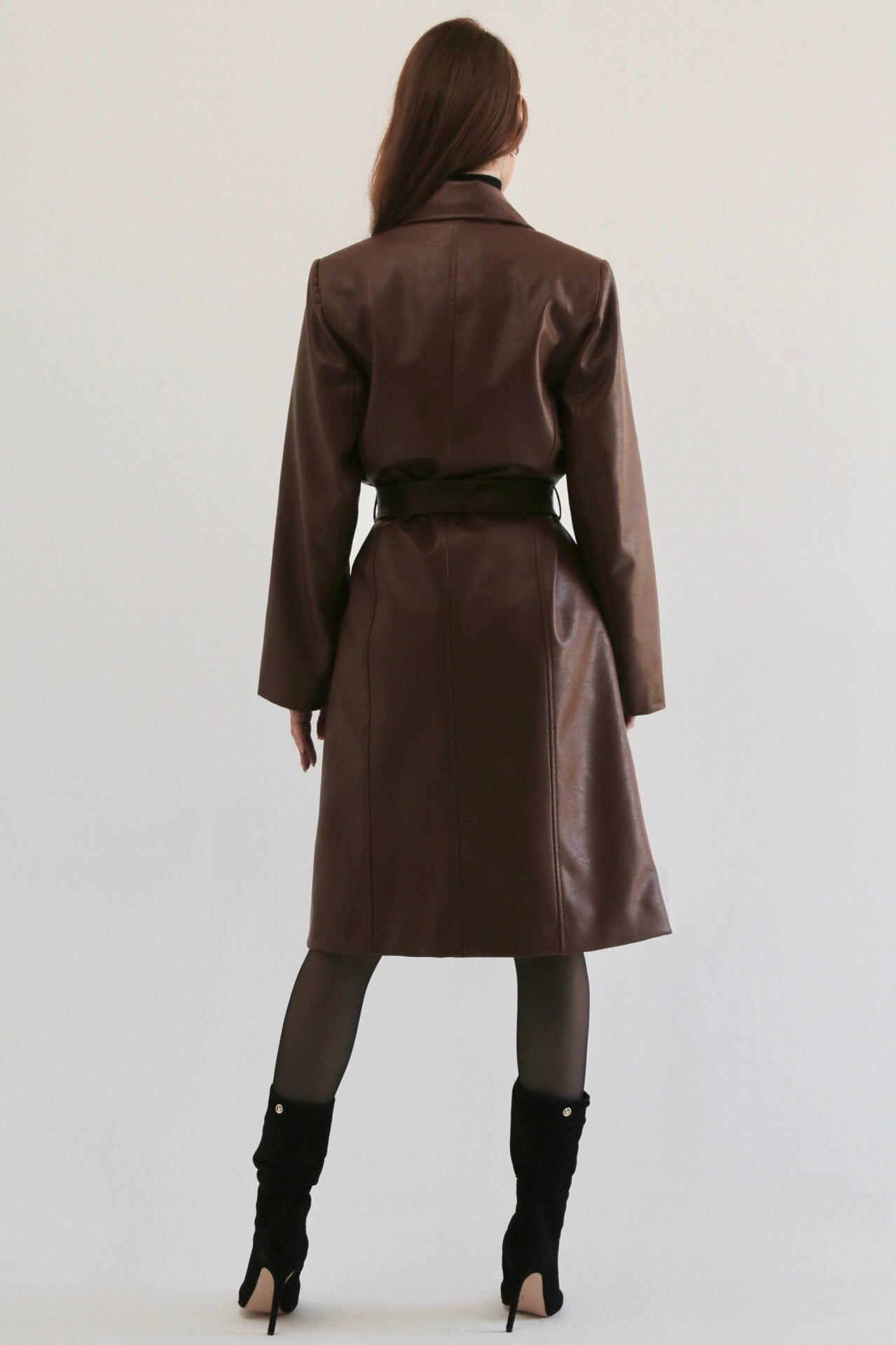 Vintage Leather Coat - Brown