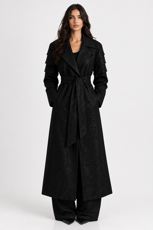 Empress Maxi Leather Coat - Black