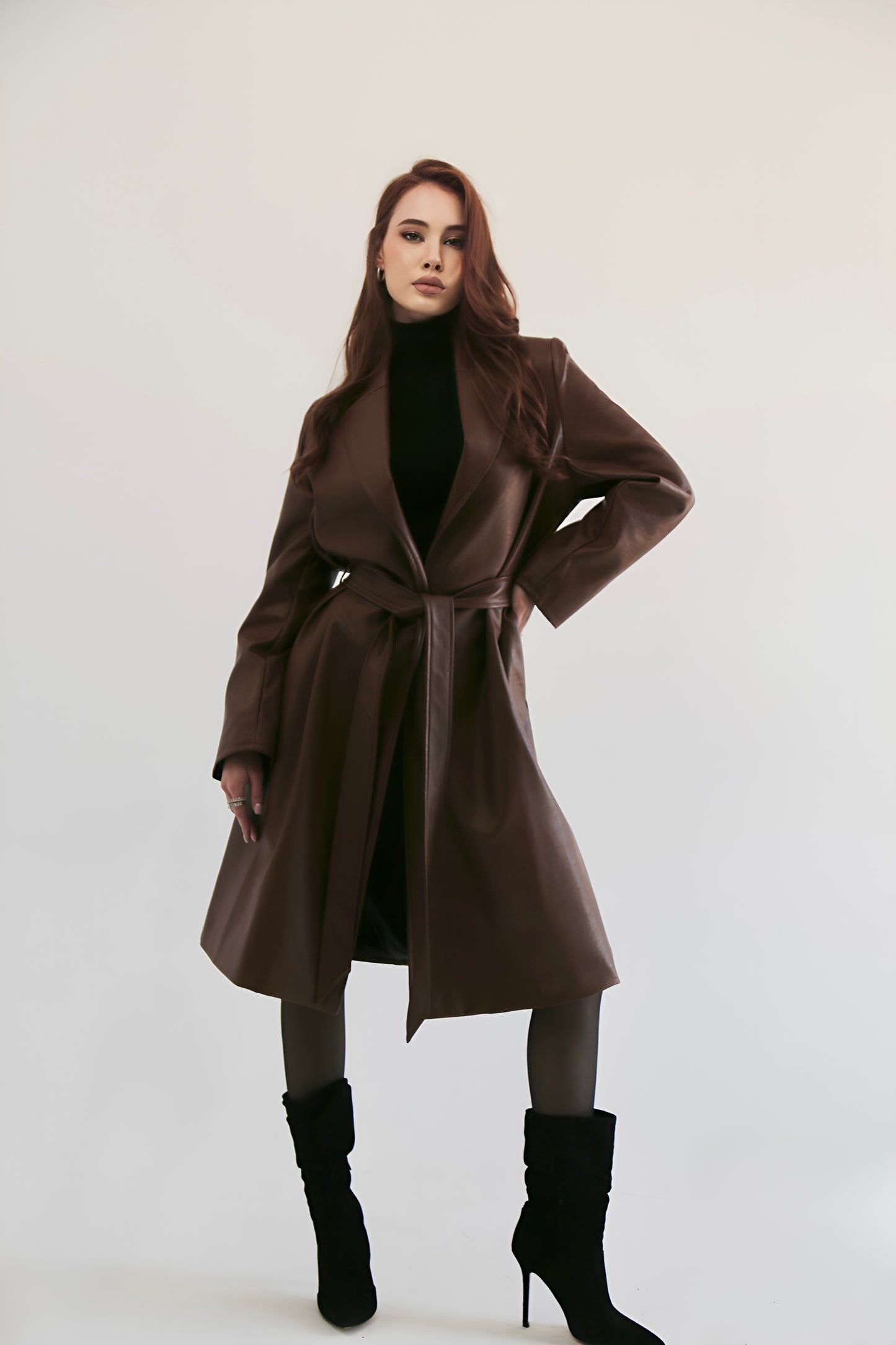 Vintage Leather Coat - Brown